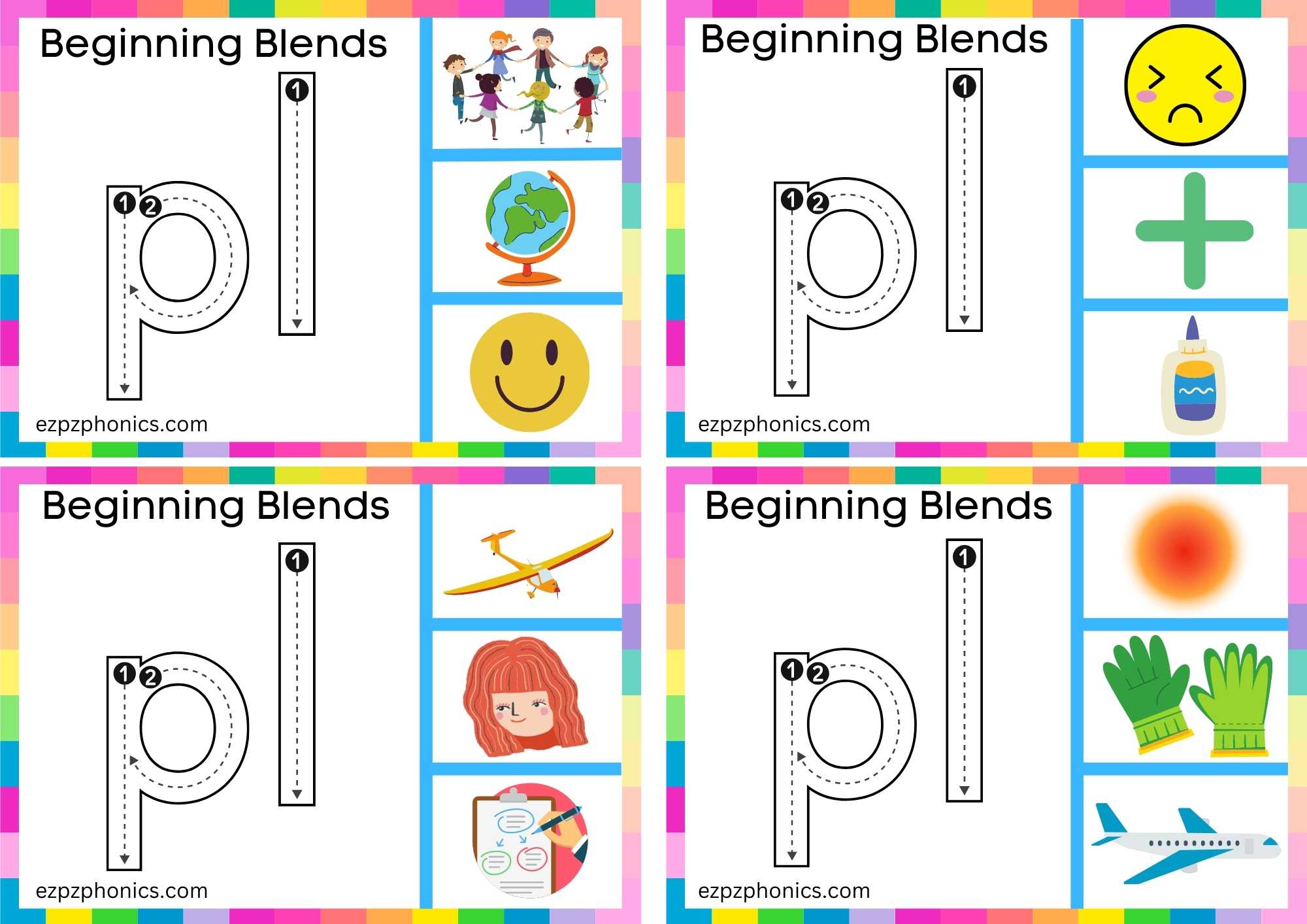 PL Beginning Blends Clip Cards Trace The Letters And Clip The Correct Image Set 2